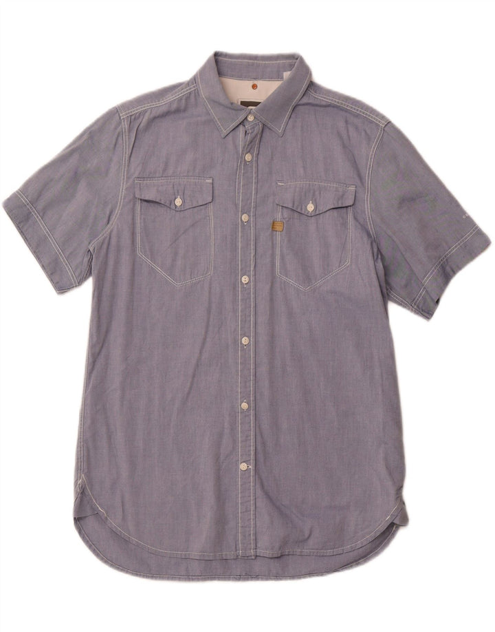 Camisa masculina de manga curta G-Star grande algodão azul