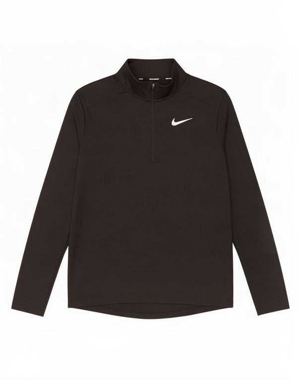 Nike Mens Dri Fit Zip Neck Pullover Treino Top Médio Preto Poliéster