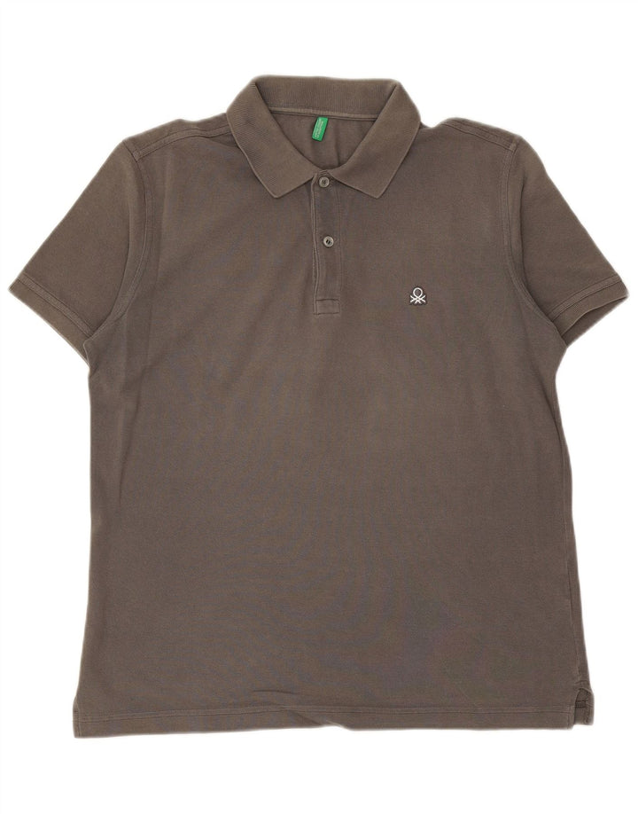 Camisa polo masculina BENETTON cinza médio