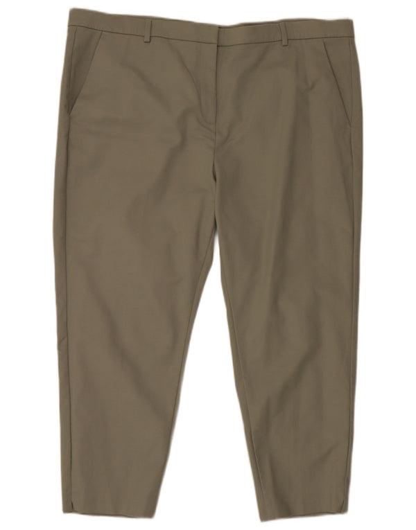 Calça Chino Feminina Marks & Spencer Reino Unido 22 2XL W44 L25 Algodão Verde