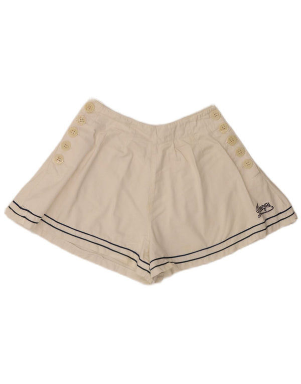 Shorts casuais femininos vintage médio W28 algodão branco