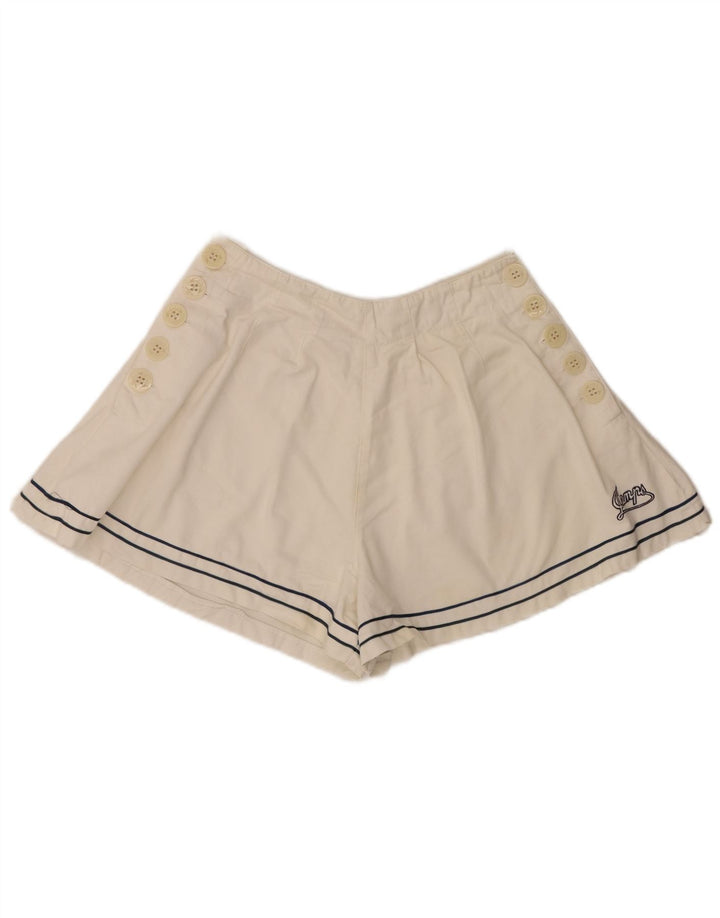 Shorts casuais femininos vintage médio W28 algodão branco