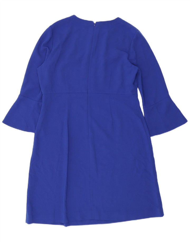 Vestido feminino Hobbs manga 3/4, UK 16, grande, azul, poliéster