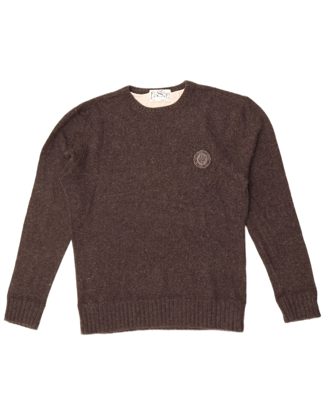 Suéter feminino Levi's com gola redonda UK 14 algodão cinza médio