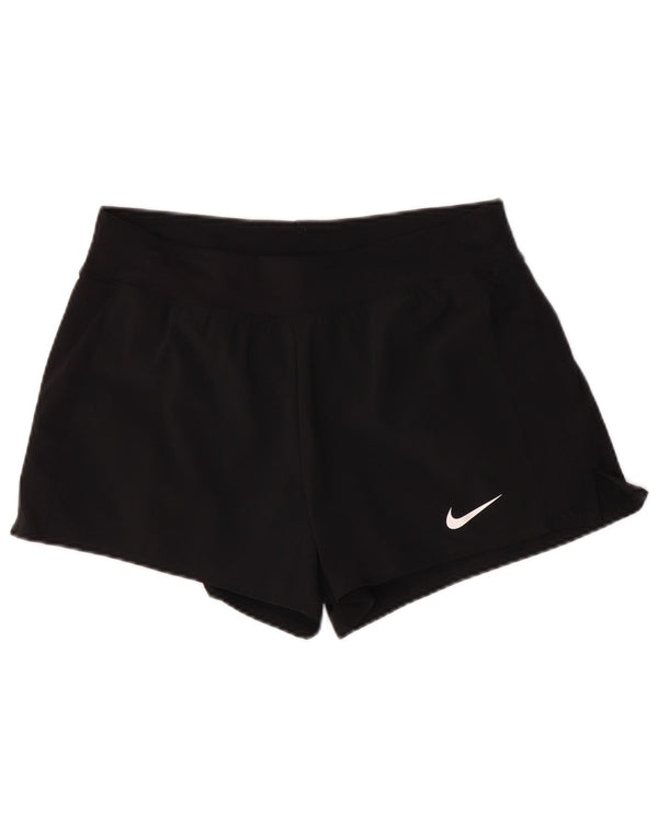 Shorts esportivos femininos Nike Dri Fit UK 12 poliéster preto médio