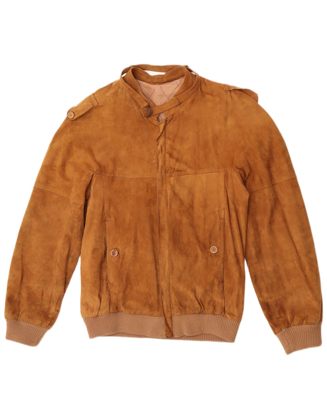Jaqueta bomber masculina vintage de camurça IT 50 couro bege grande