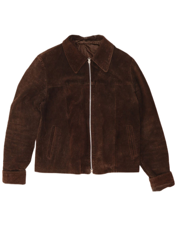 Jaqueta masculina vintage de camurça IT 48 couro marrom médio