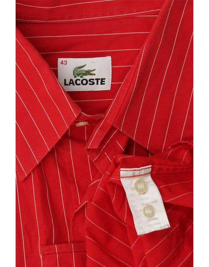 Camisa masculina Lacoste tamanho 43 grande algodão listrado vermelho