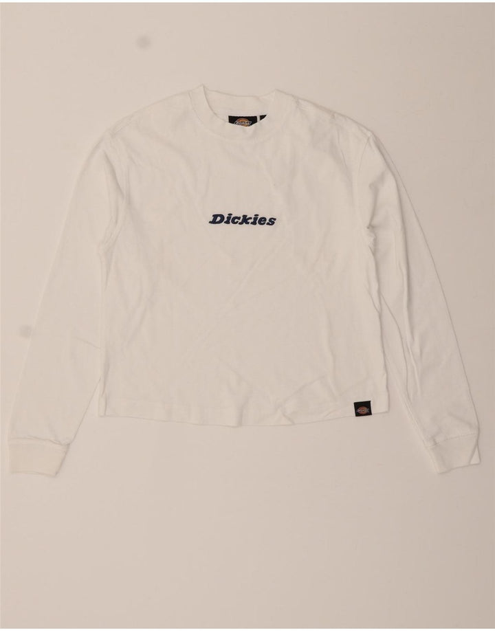 DICKIES Womens Crop Graphic Sweatshirt Jumper UK 6 XS White Vintage Dickies and Second-Hand Dickies from Messina Hembry 