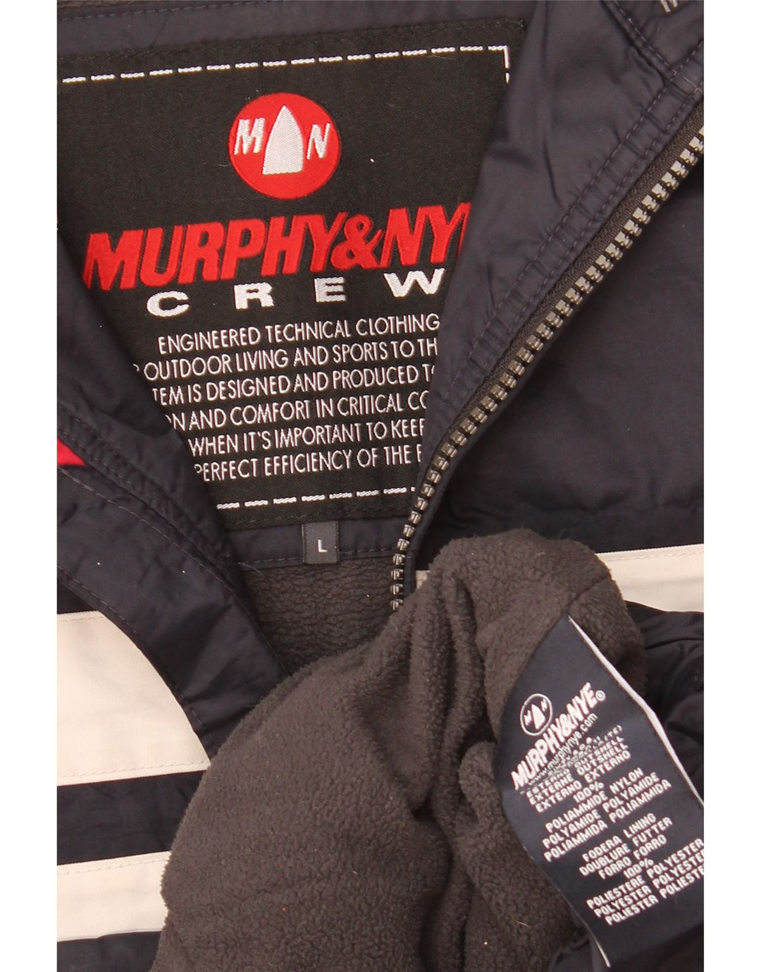 Jaqueta corta-vento masculina Murphy & Nye UK 40 grande bloco colorido azul marinho