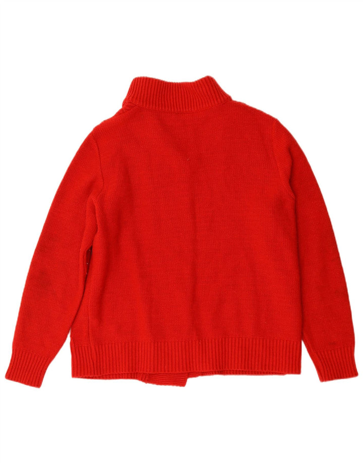 Suéter Cardigan Feminino Vintage Reino Unido 12 Acrílico Vermelho Médio
