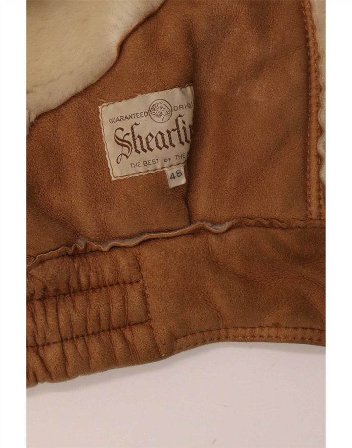 Jaqueta masculina vintage de shearling IT 48 bege médio