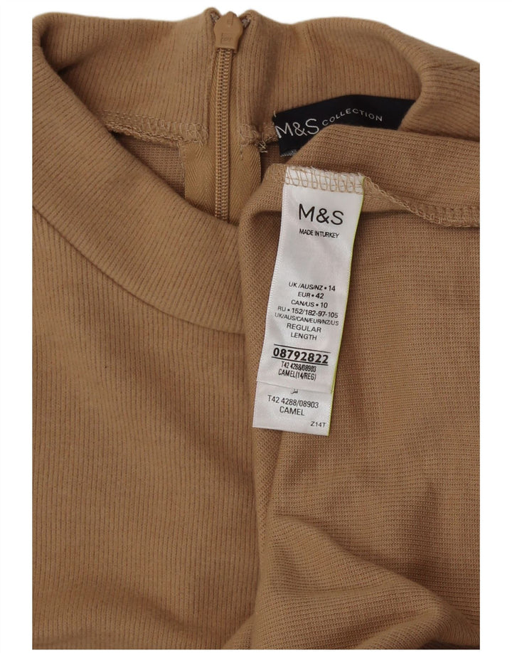 Vestido jumper feminino Marks & Spencer Reino Unido 14 poliéster bege médio