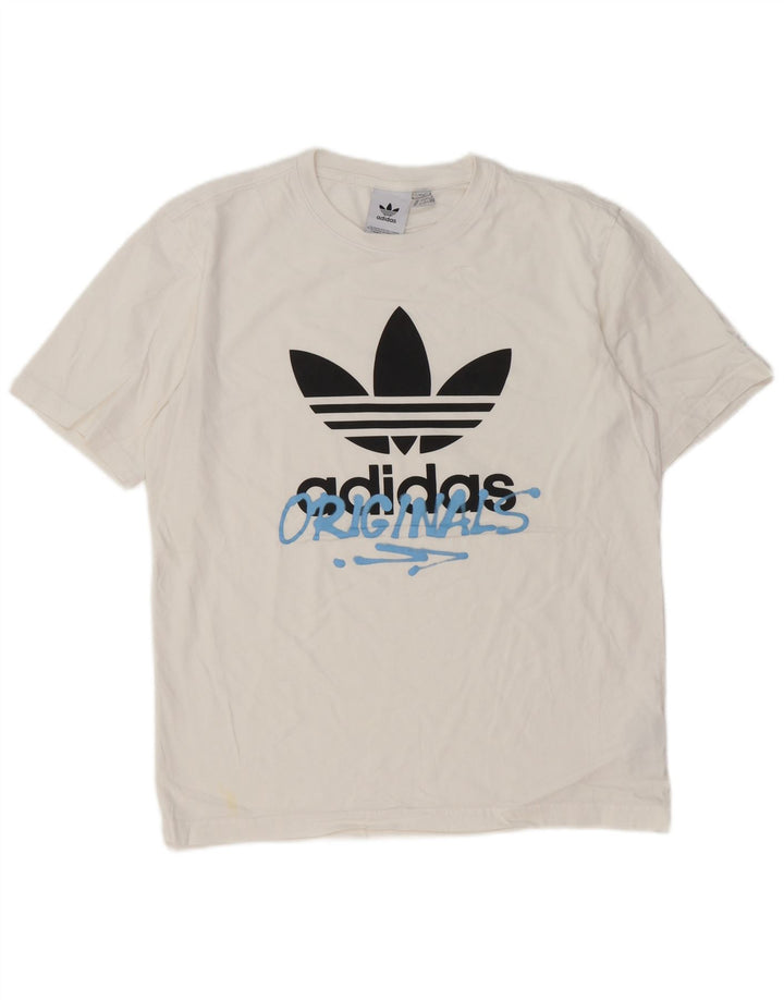 Adidas Mens Graphic T-Shirt Top Médio Algodão Branco