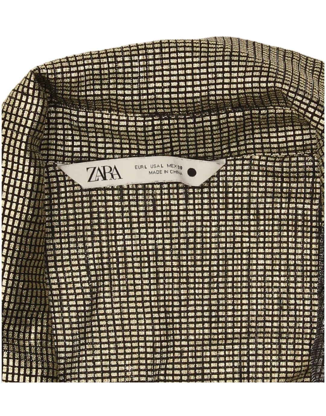 Blusa camisa feminina Zara Reino Unido 14 grande dourado guingão