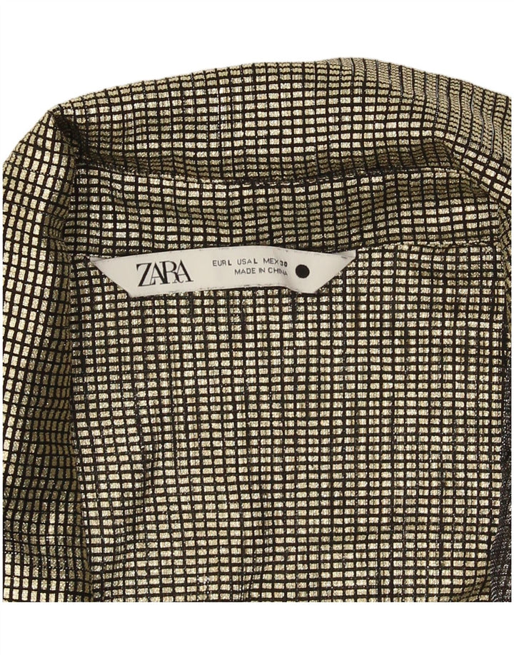 Blusa camisa feminina Zara Reino Unido 14 grande dourado guingão