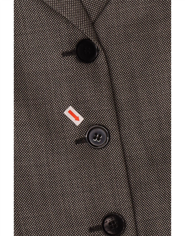 Jaqueta blazer feminina barata e chique MOSCHINO Reino Unido 14 grande cinza clássico