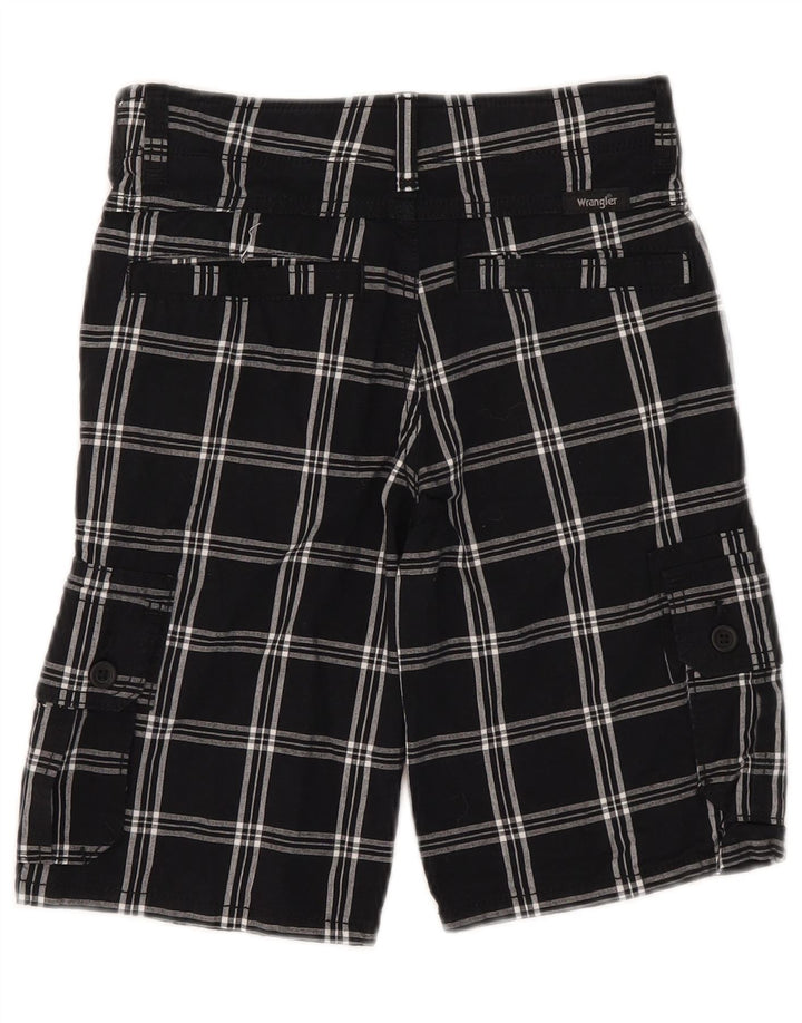Shorts cargo Wrangler Boys 9-10 anos W25 algodão xadrez preto