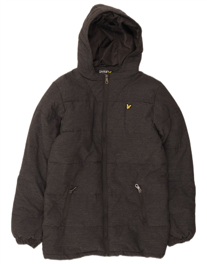 Jaqueta acolchoada com capuz para meninos Lyle & Scott 14-15 anos cinza nylon