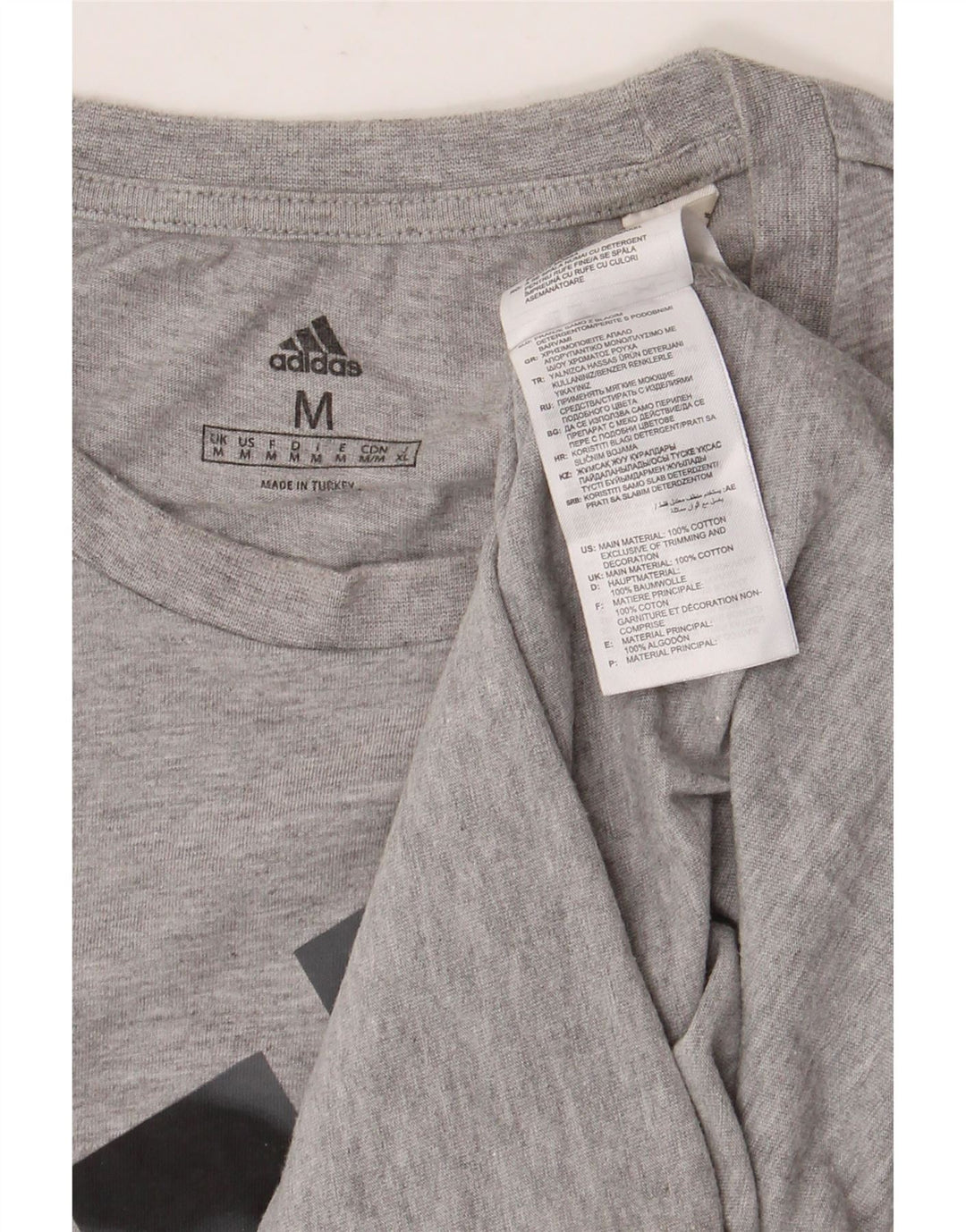 Camiseta masculina ADIDAS com estampa gráfica cinza médio algodão manchado