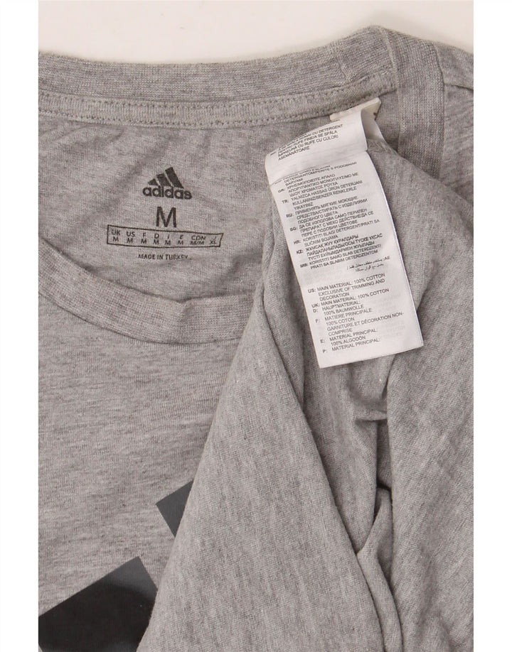 Camiseta masculina ADIDAS com estampa gráfica cinza médio algodão manchado