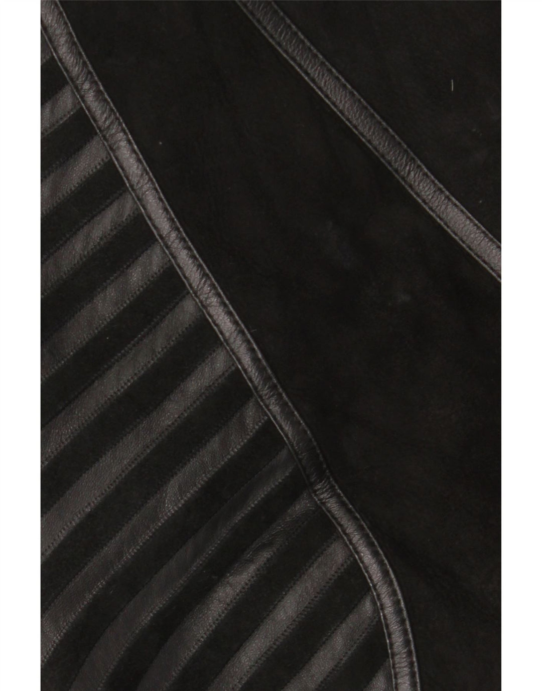 Jaqueta vintage feminina shearling UK 18 XL couro listrado preto