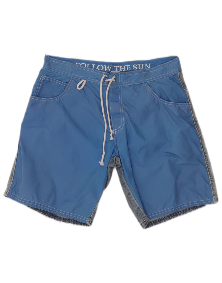Shorts de natação masculino SUNDEK médio azul colorblock algodão