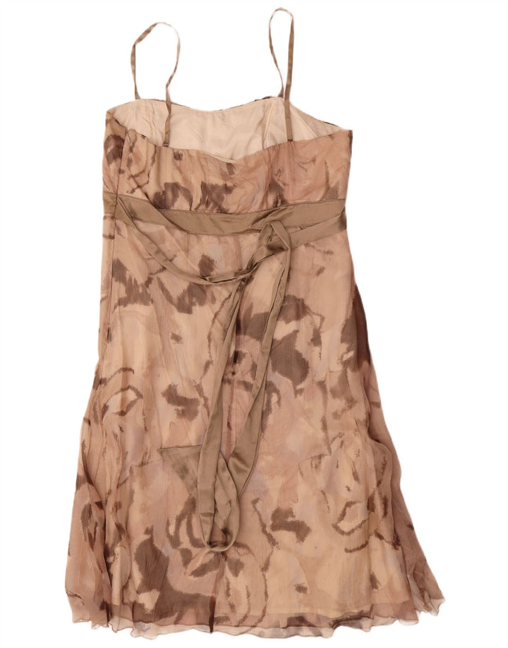 Princípios Vestido de verão feminino Reino Unido 16 grande marrom floral