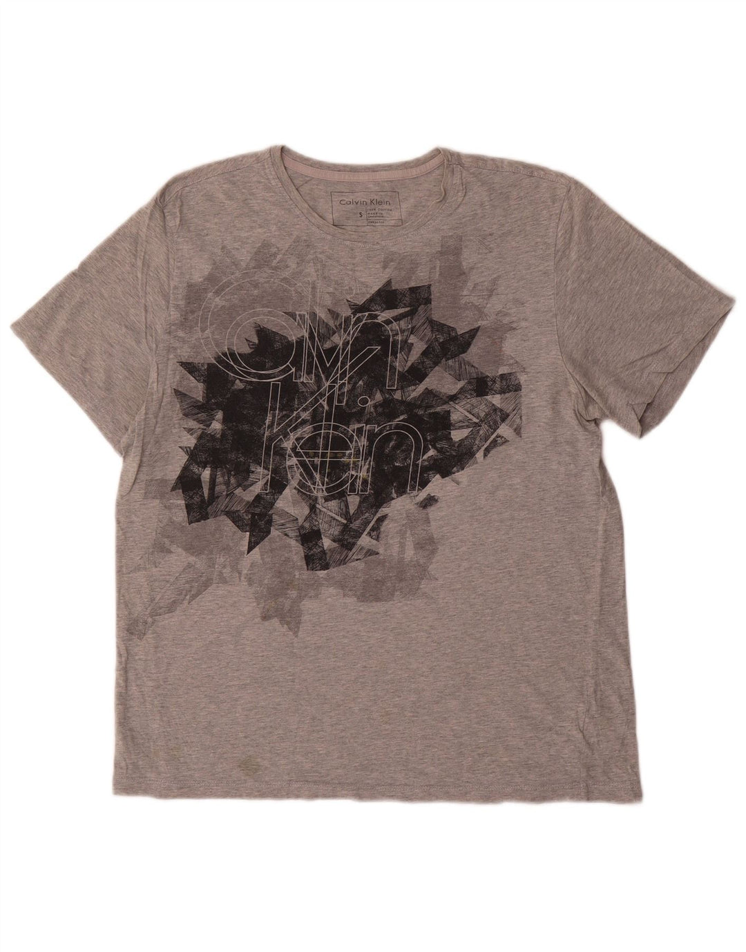 Calvin Klein Camiseta masculina gráfica top pequeno algodão cinza