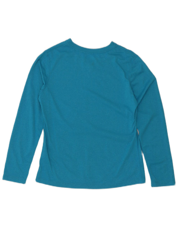 Top Nike Girls Dri Fit manga comprida 11-12 anos grande azul poliéster
