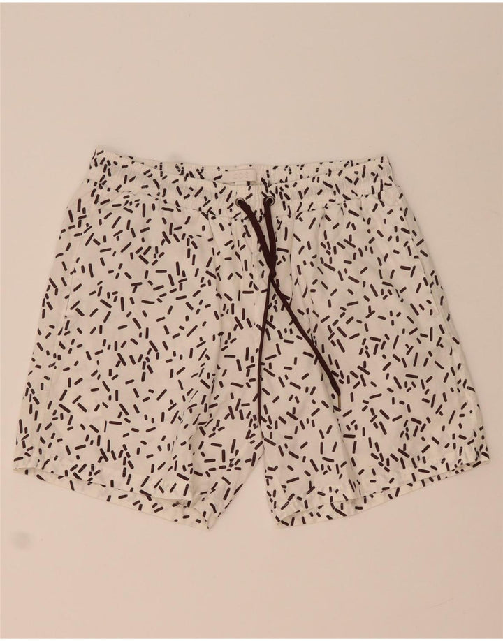 Cos Shorts de natação masculino médio algodão geométrico branco