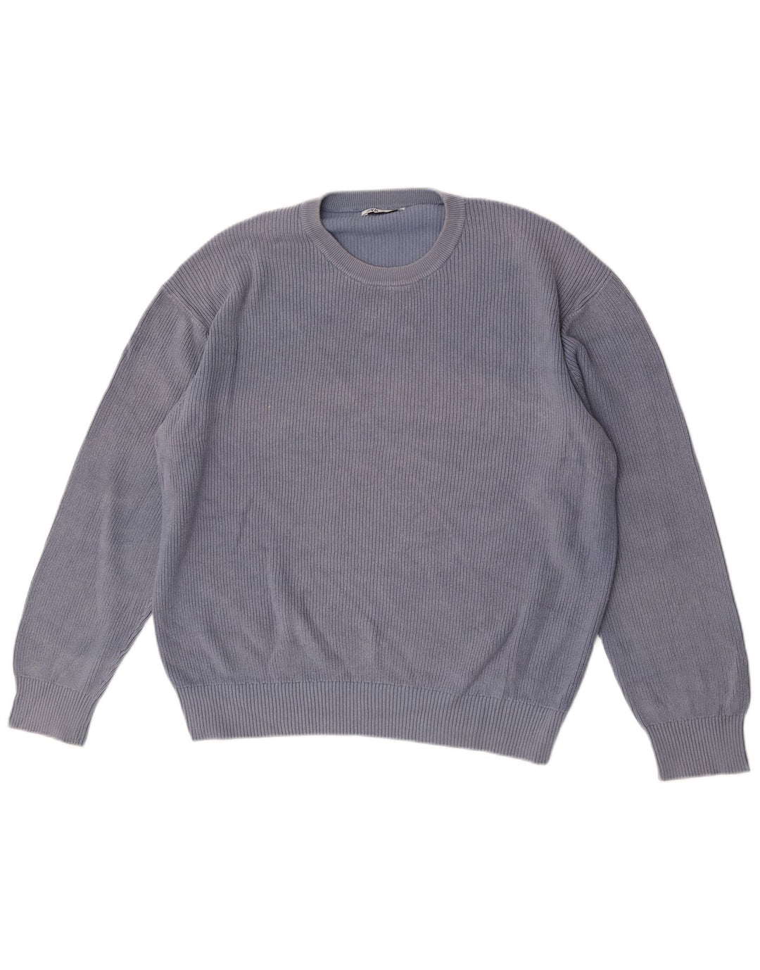 Zara Suéter masculino com gola redonda grande algodão azul