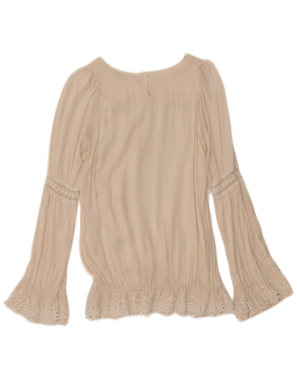 Blusa feminina vintage manga comprida top IT 40 pequena off white