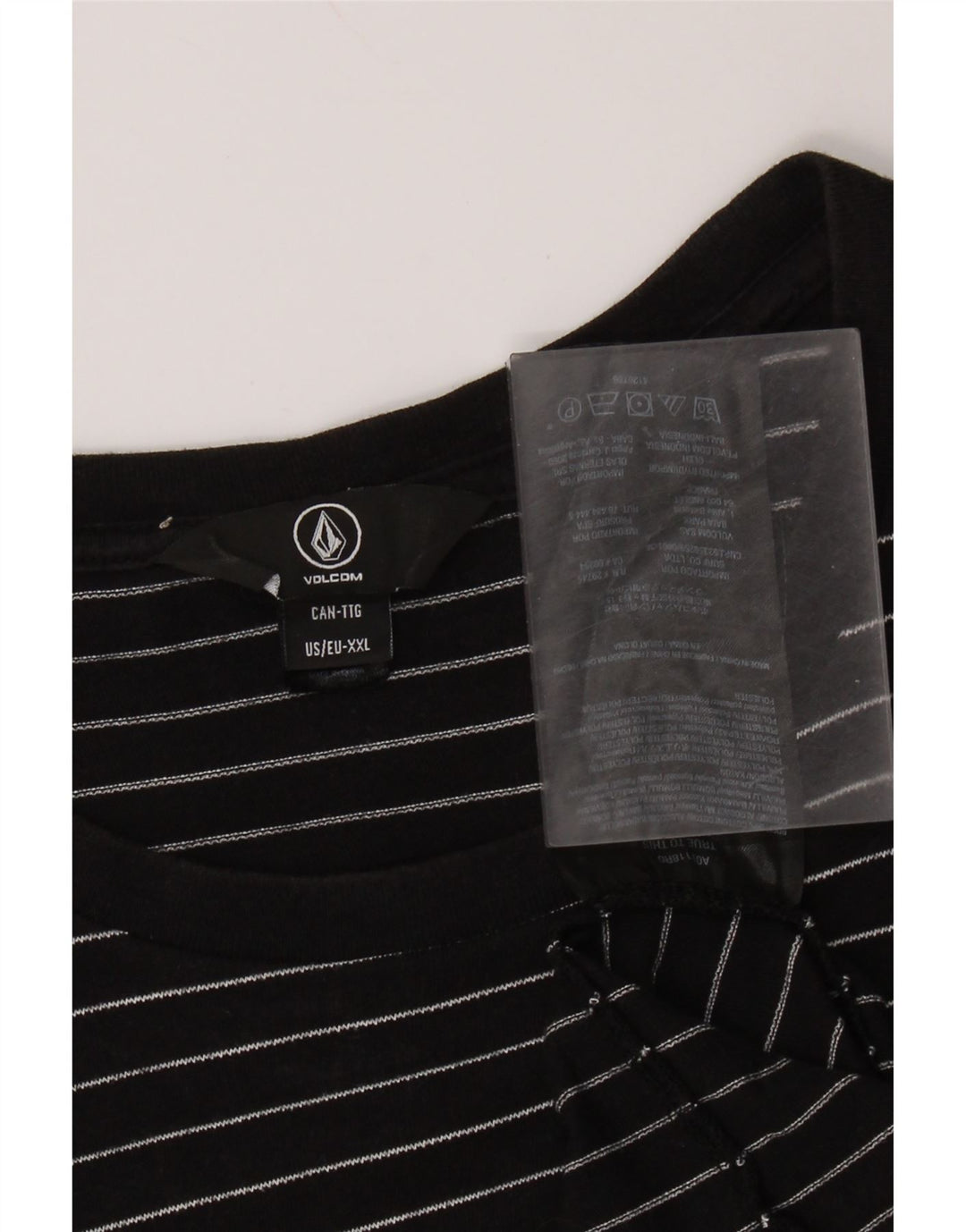 Camiseta masculina VOLCOM Top 2XL algodão listrado preto