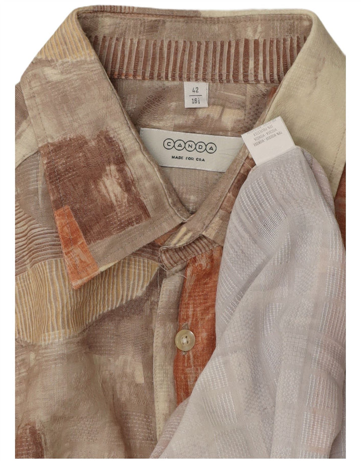 Camisa masculina de manga curta CANDA tamanho 42 16 1/2 grande patchwork multicolorido