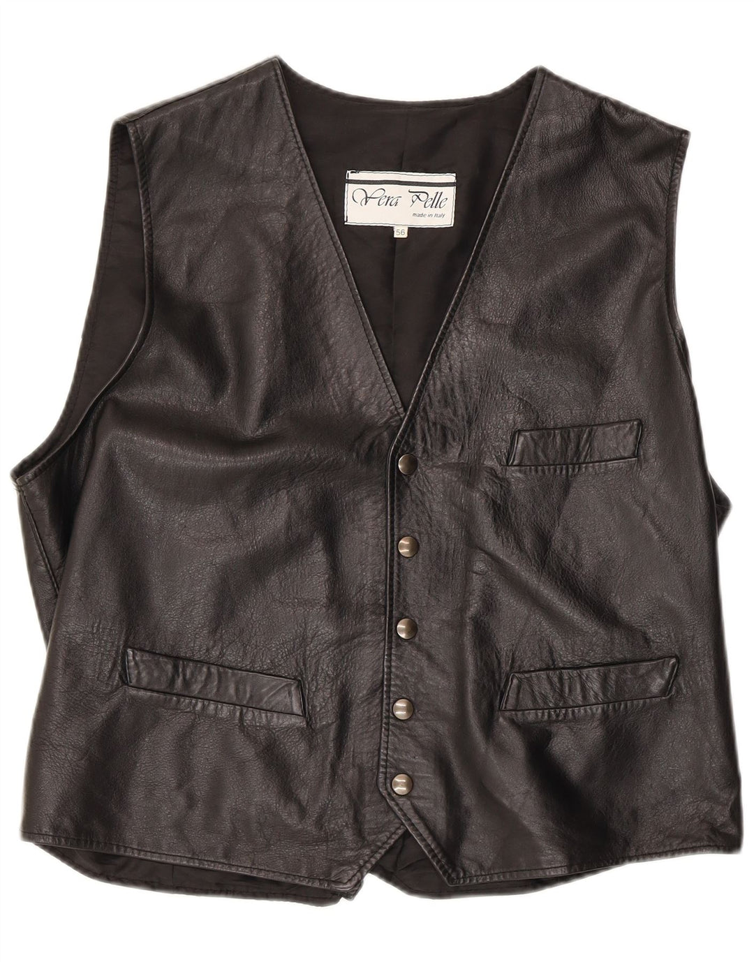 Colete de couro masculino vintage 3XL couro preto