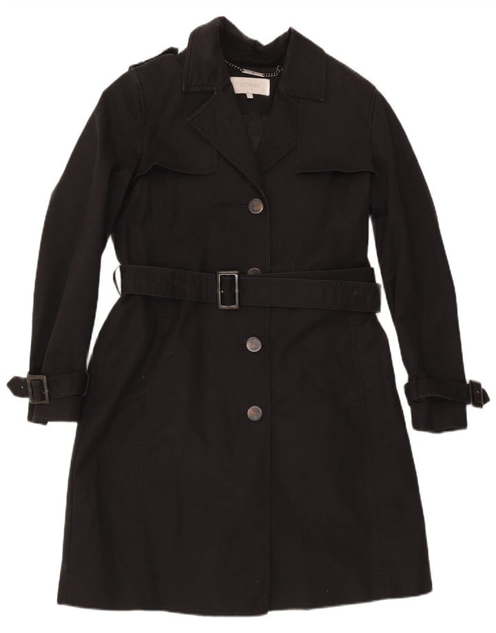Hobbs Womens Trench Coat UK 12 Médio Algodão Preto