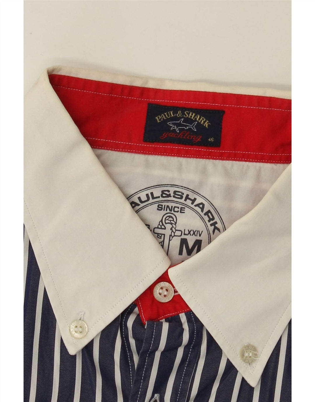 Camisa gráfica masculina Paul & Shark tamanho 46 2XL azul marinho listrado