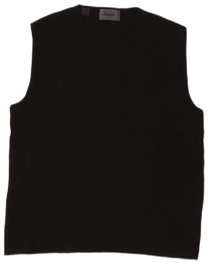 Zara Womens Vest Tank Top Reino Unido 18 XL Lã Preta