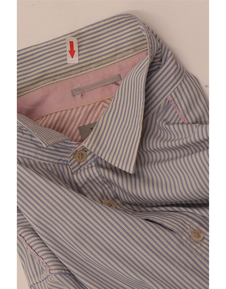 Camisa masculina Ted Baker tamanho 5 XL algodão listrado azul