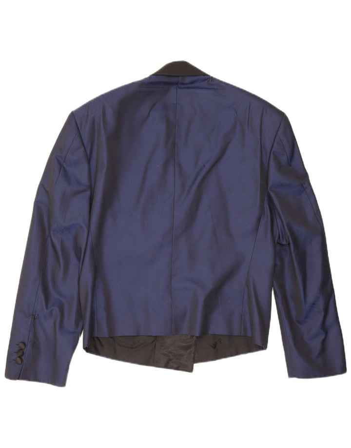 Jaqueta blazer feminina com 1 botão Reino Unido 16 grande algodão azul marinho