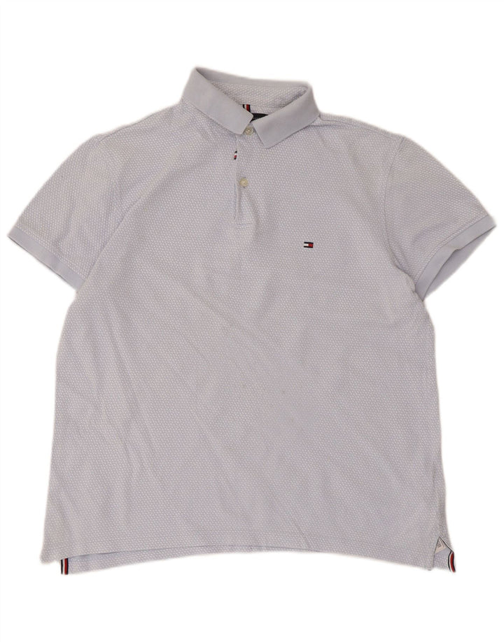Camisa polo masculina Tommy Hilfiger algodão manchado azul médio