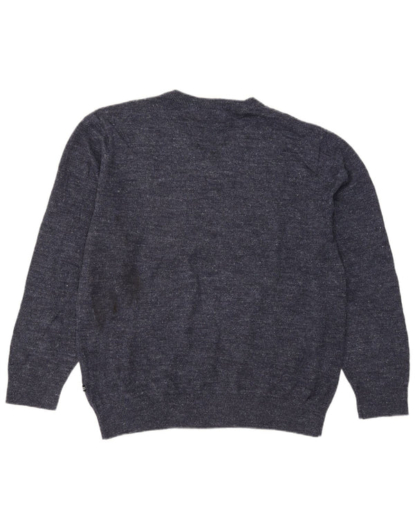 Suéter masculino Nautica com decote em V XL azul marinho algodão manchado