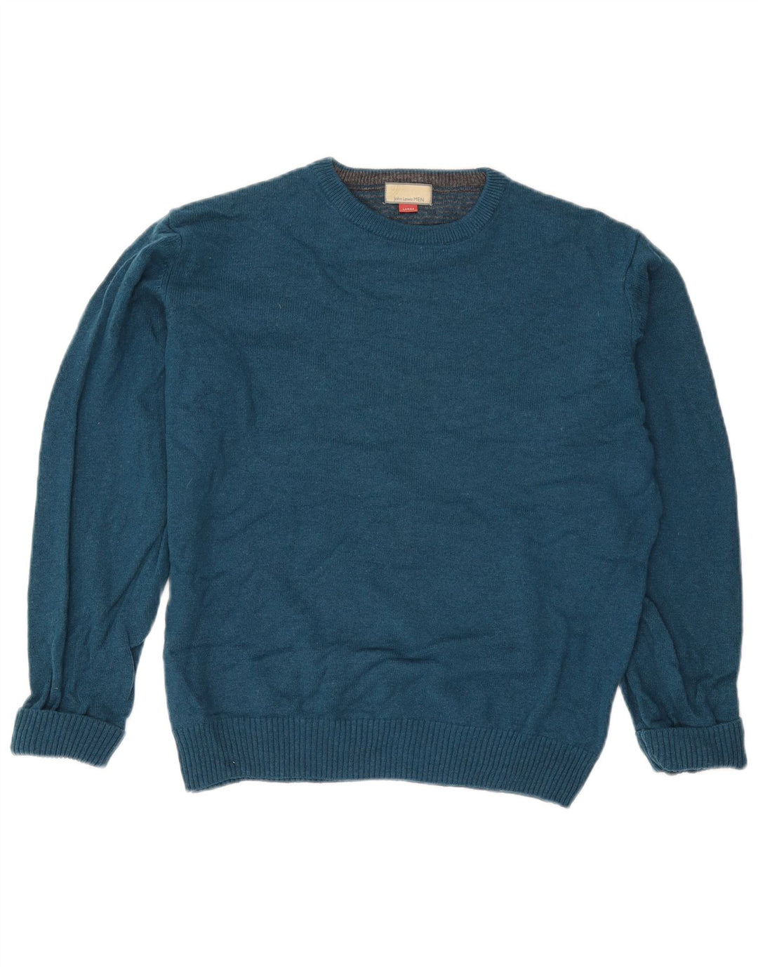 Suéter masculino John Lewis com gola redonda, lã merino azul pequena