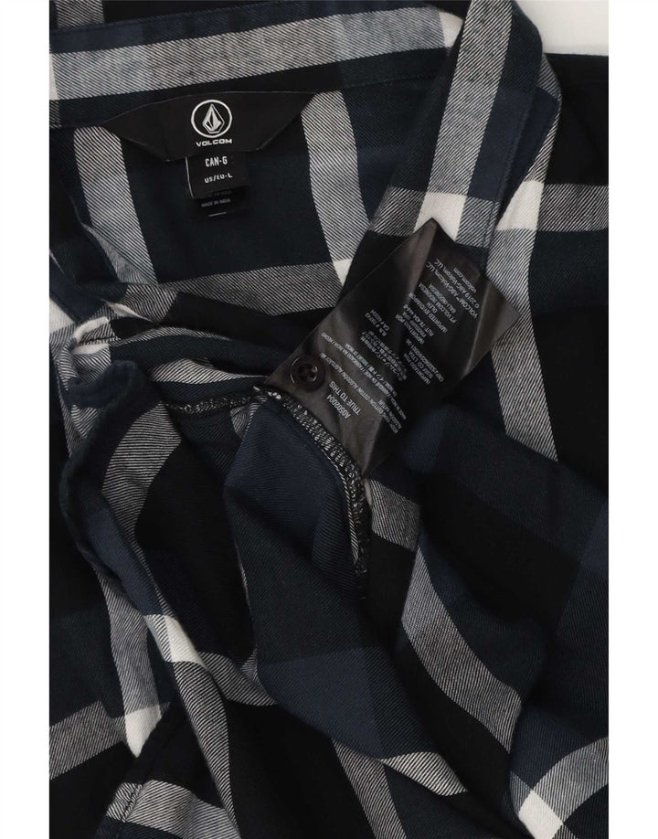 Camisa masculina de flanela Volcom grande algodão xadrez azul marinho