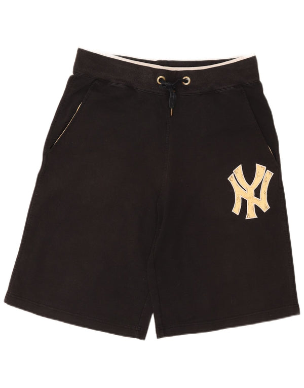Majestic Mens New York Yankees Shorts esportivos gráficos pequenos de algodão preto