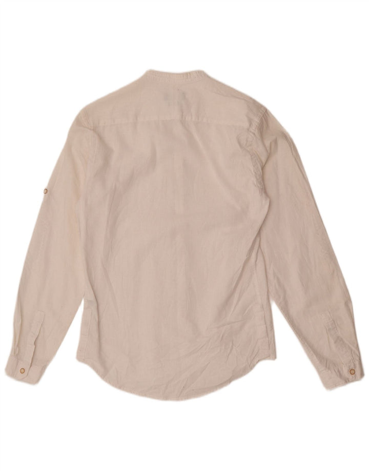 Zara Camisa Masculina Slim Fit Pequena Linho Branco