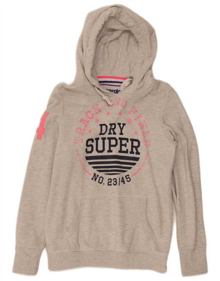 Suéter Superdry masculino com capuz gráfico cinza médio algodão