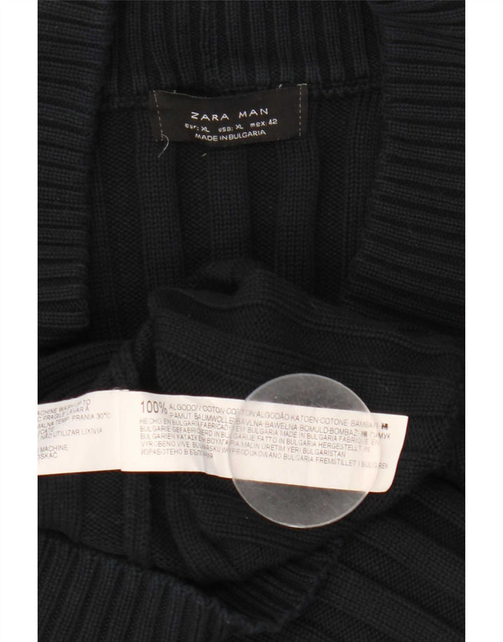 Suéter cardigã masculino Zara XL azul marinho algodão