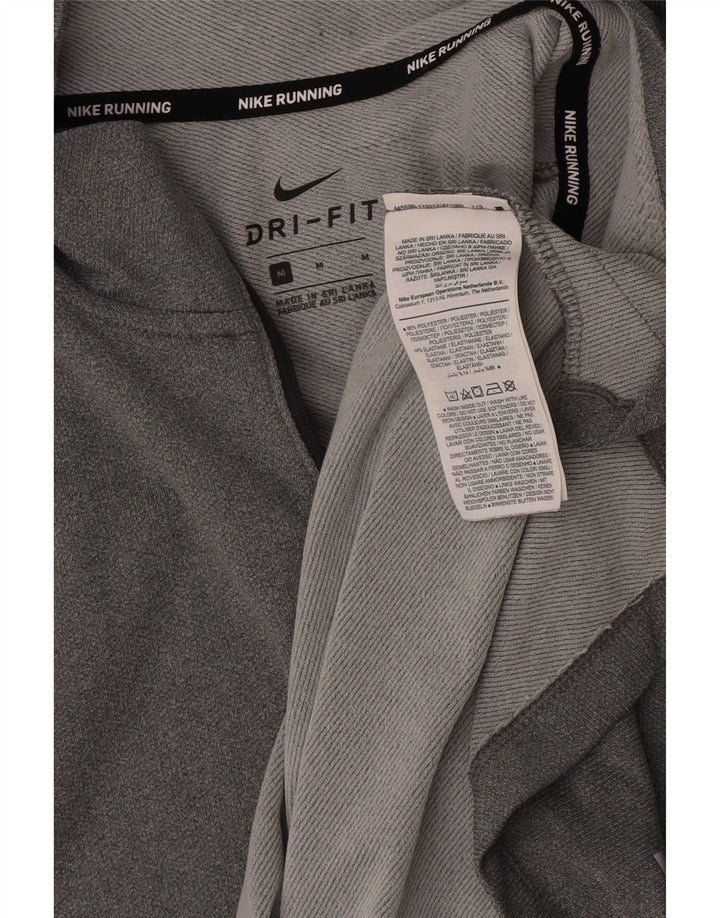 Nike Mens Dri Fit Zip Neck Pullover Treino Top Cinza Médio Poliéster